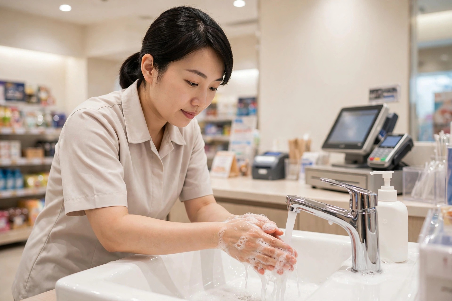 門市收銀員手部衛生：掂錢、掂食物、掂貨品點分