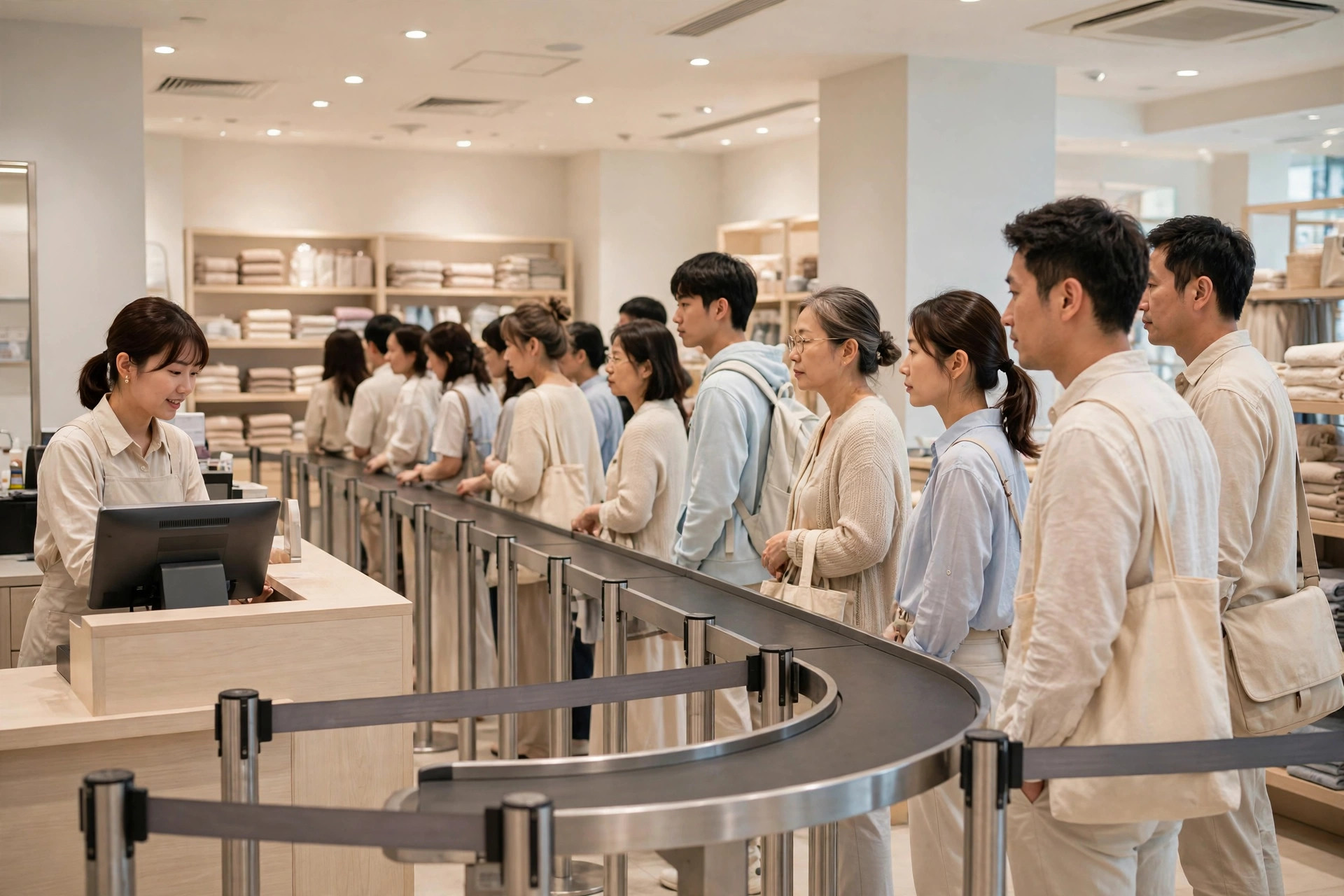 門市收銀繁忙時段排隊疏導：長龍點拆、分流點做