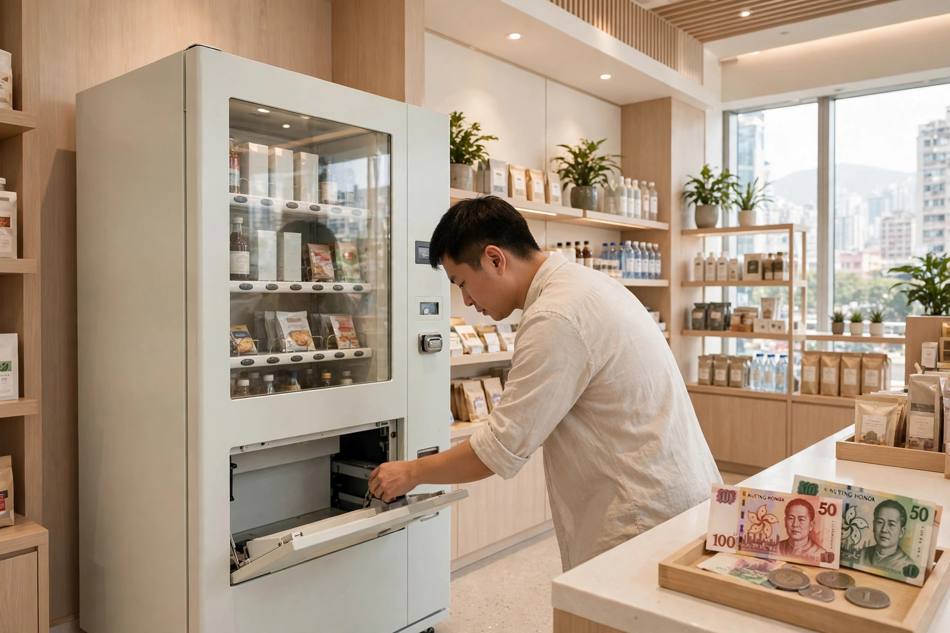 商戶店內顧客自助售賣機日常營運管理：開關機、故障分級、停用標準、保養合約與投訴處理