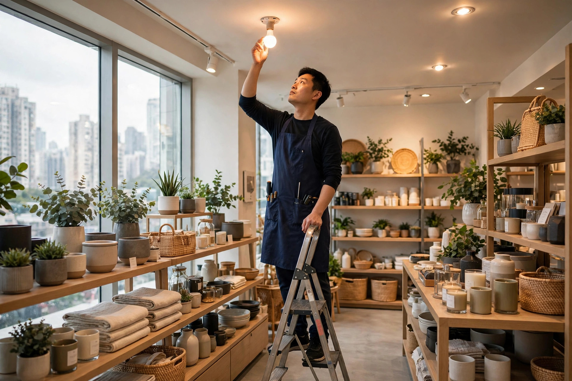 門市燈光保養：燈膽更換、光度檢查、慳電建議