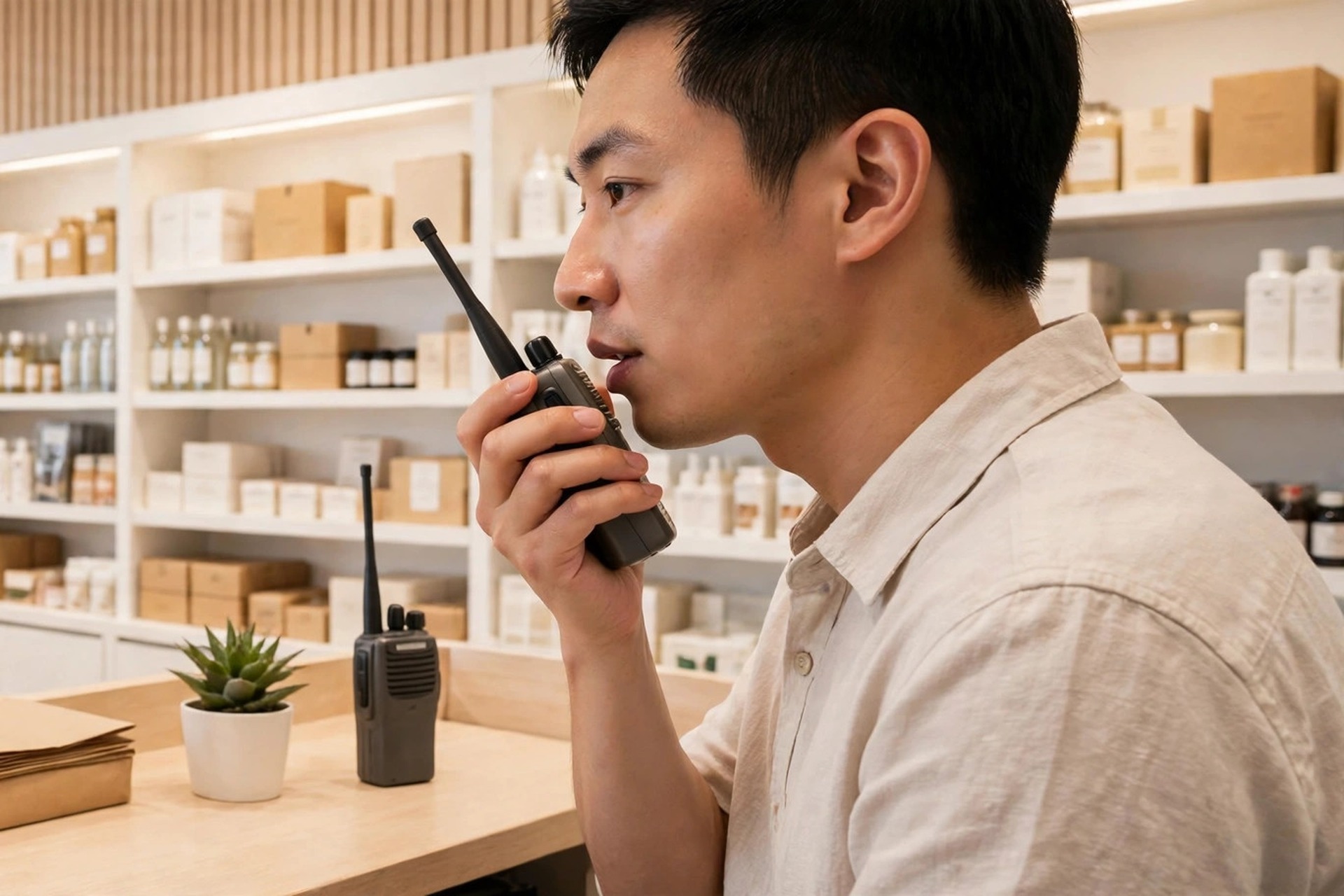 門市店內對講機管理：頻道、通話、充電與遺失