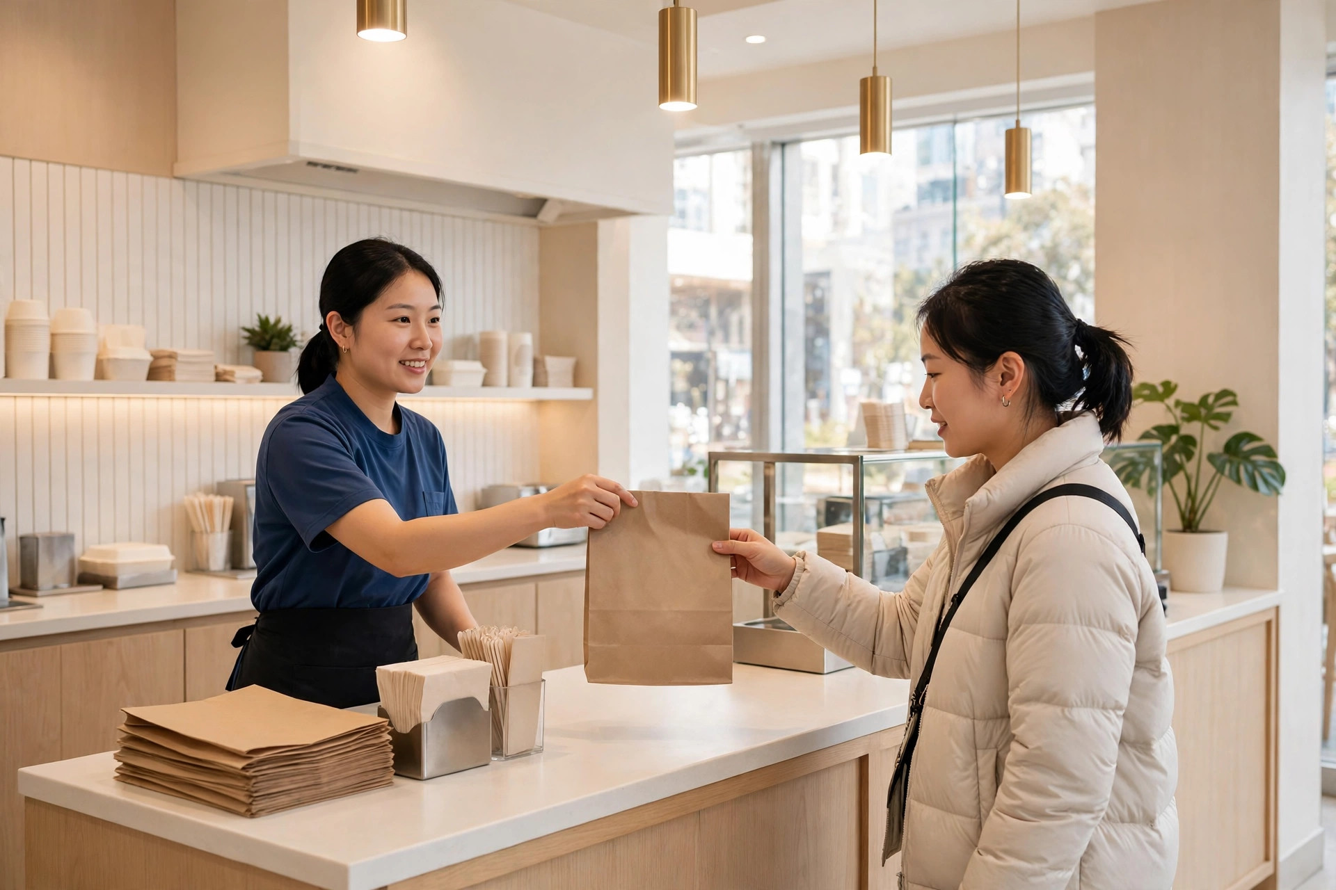 門市外賣自取流程：叫號、核對、取貨區安排