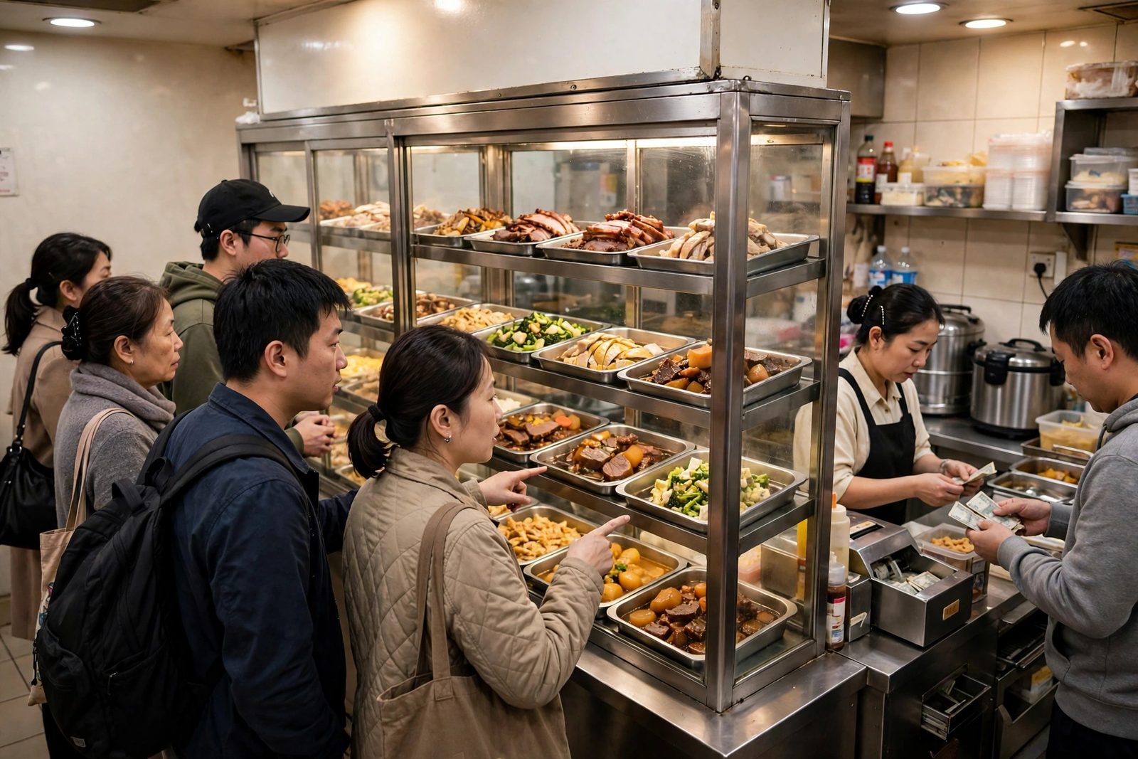 兩餸飯午市點樣快而不亂：玻璃櫃排隊、指餸即付、取餐分流實務